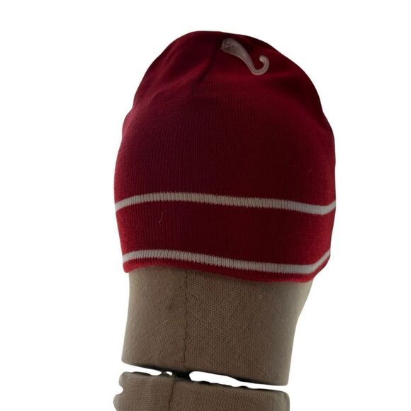 Adidas Red Big Logo Vintage Beanie with White Stripes - Picture 3 of 6